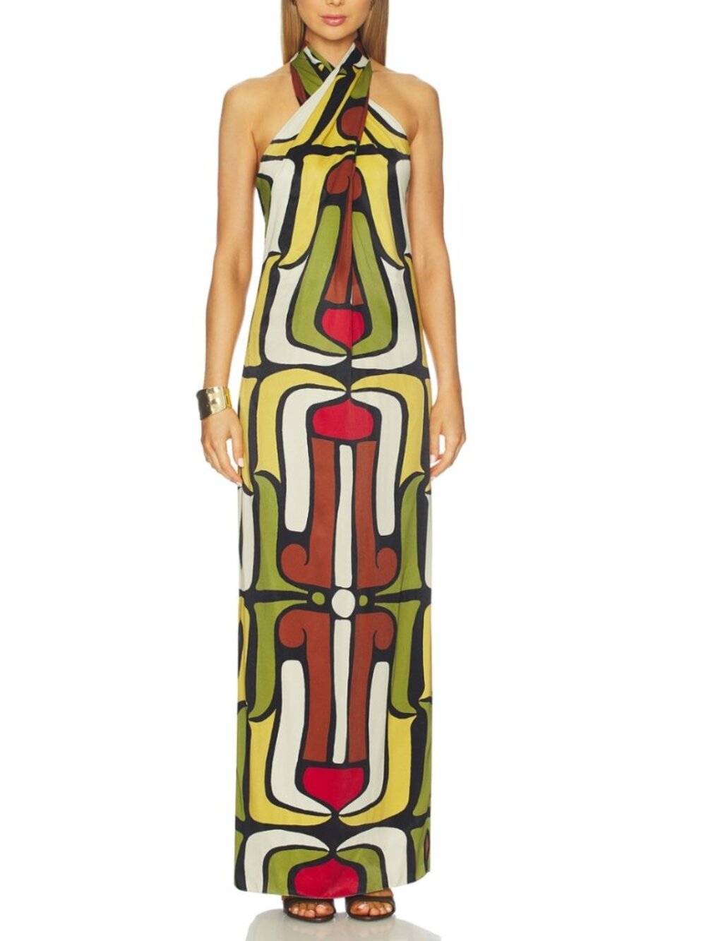 NWT Cala de la Cruz Oliviera Halter Maxi Dress Barocomult Multicolor XS